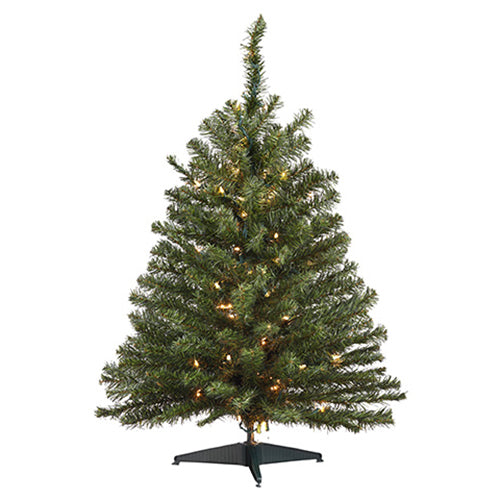 36"Hx22"W Balsam Pine Lighted Artificial Christmas Tree w/Stand -Green - YTP163-GR