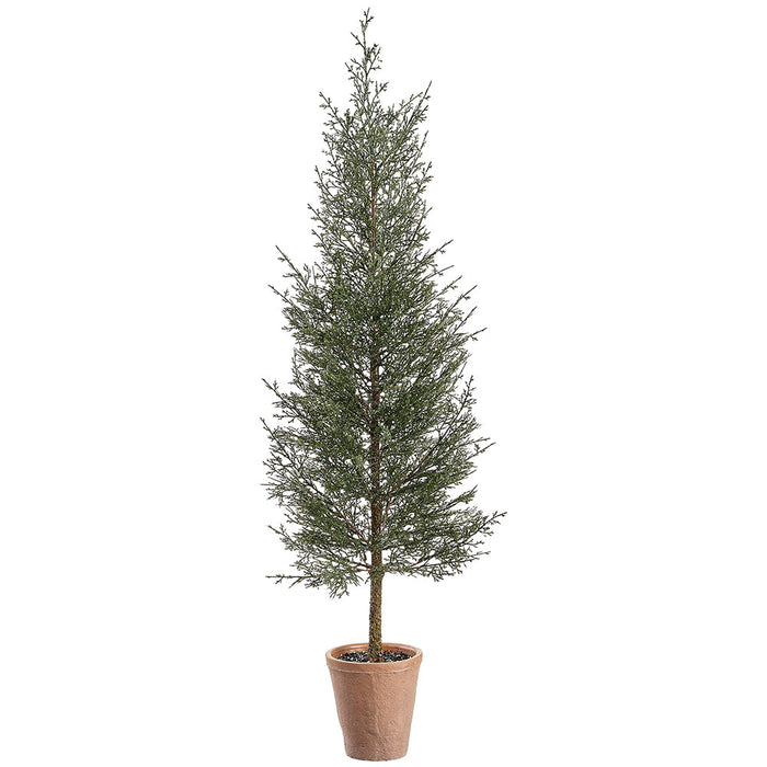 4' Glittered Artificial Cedar Tree w/Cement Pot -Green (Pack of 2) - YTP379-GR
