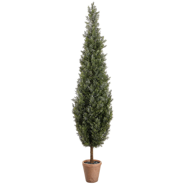 6' Glittered Artificial Cedar Tree w/Cement Pot -Green - YTP380-GR
