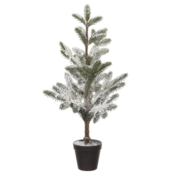 24" Flocked Artificial Pine Tree w/Pot -Green/White (Pack of 4) - YTP568-GR/WH