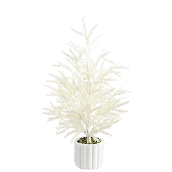 19" Artificial Cypress Tree w/Cement Pot -White (Pack of 2) - YTP621-WH