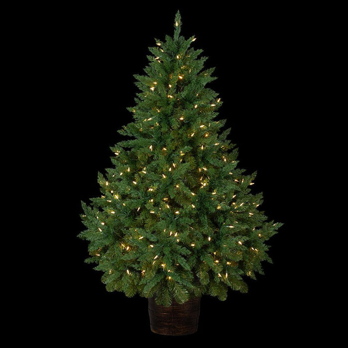 5'Hx43"W Cedar Artificial Tree w/Plastic Pot, LED Pre-Lit -Green - YTPC92-60/LD