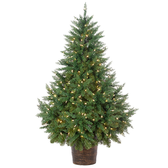 5'Hx43"W Cedar Artificial Tree w/Plastic Pot, LED Pre-Lit -Green - YTPC92-60/LD