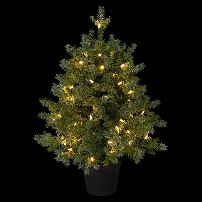 24"Hx21"W Norway Fir Artificial Tree w/Plastic Pot, LED Pre-Lit -Green - YTPN92-24/LD