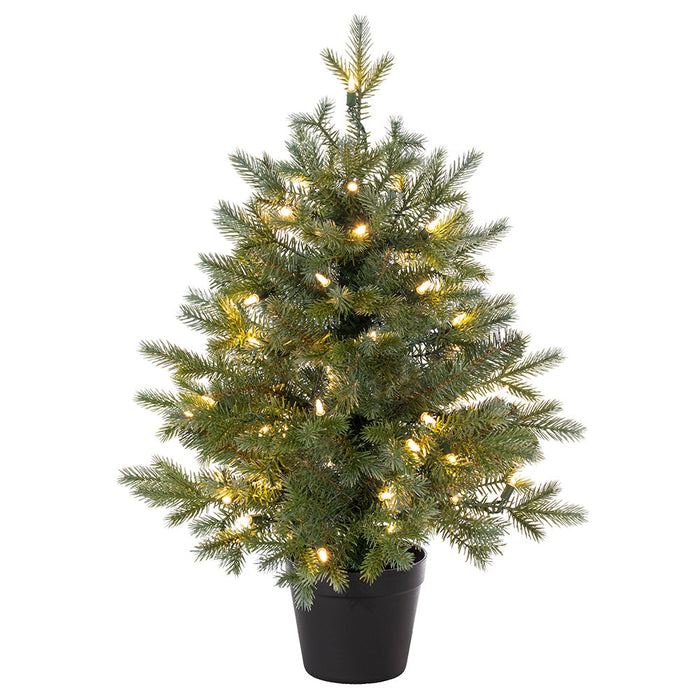 24"Hx21"W Norway Fir Artificial Tree w/Plastic Pot, LED Pre-Lit -Green - YTPN92-24/LD