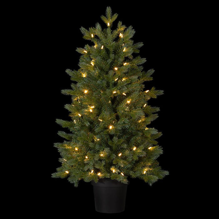 36"Hx24"W Norway Fir Artificial Tree w/Plastic Pot, LED Pre-Lit -Green - YTPN92-36/LD