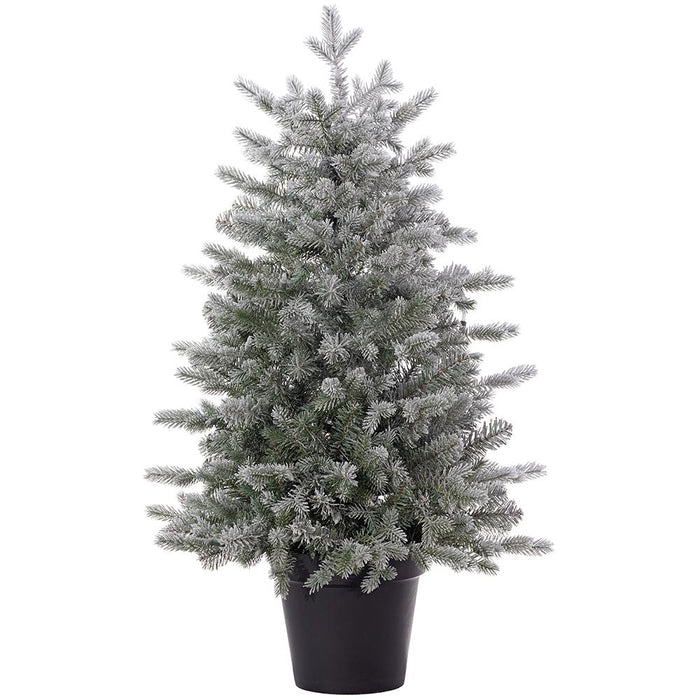 36"Hx24"W Flocked Norway Fir Artificial Tree w/Plastic Pot, LED Pre-Lit -Green - YTPS92-36/LD