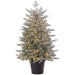 36"Hx24"W Flocked Norway Fir Artificial Tree w/Plastic Pot, LED Pre-Lit -Green - YTPS92-36/LD