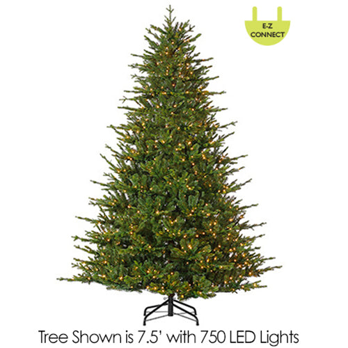 9'Hx52"W PE Slim Russian Fir Multi Functional HLED-Lighted Artificial Christmas Tree w/Stand -Green - YTR429-GR