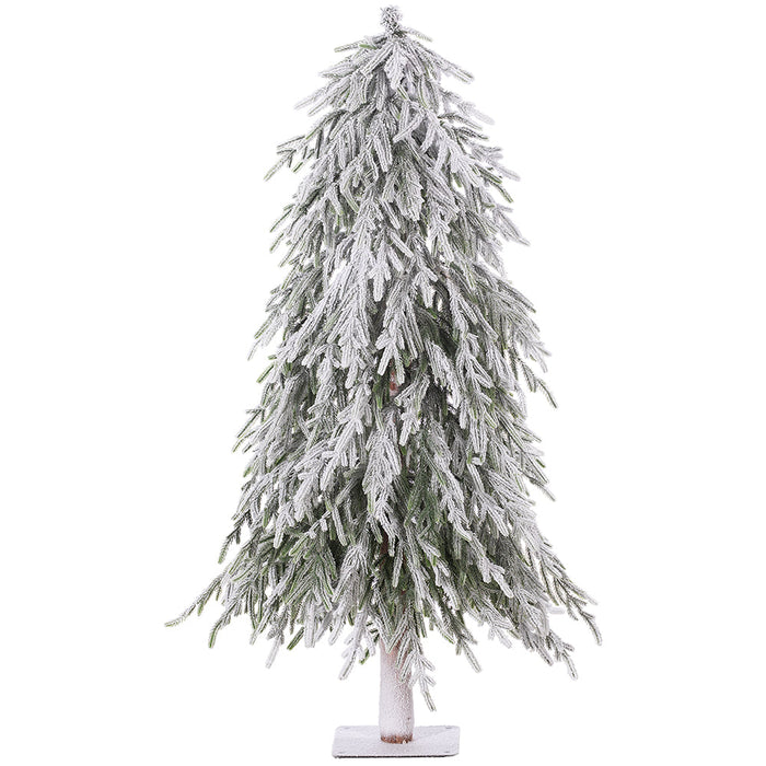 4'Hx32"W Flocked Artificial Willow Pine Tree, Unlit -White - YTSWB4-
