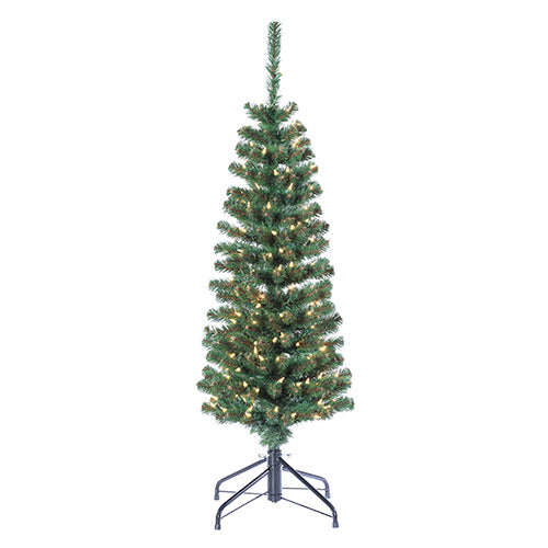 4'Hx15"W Tower Pine Lighted Artificial Christmas Tree w/Stand -Green - YTT114-GR