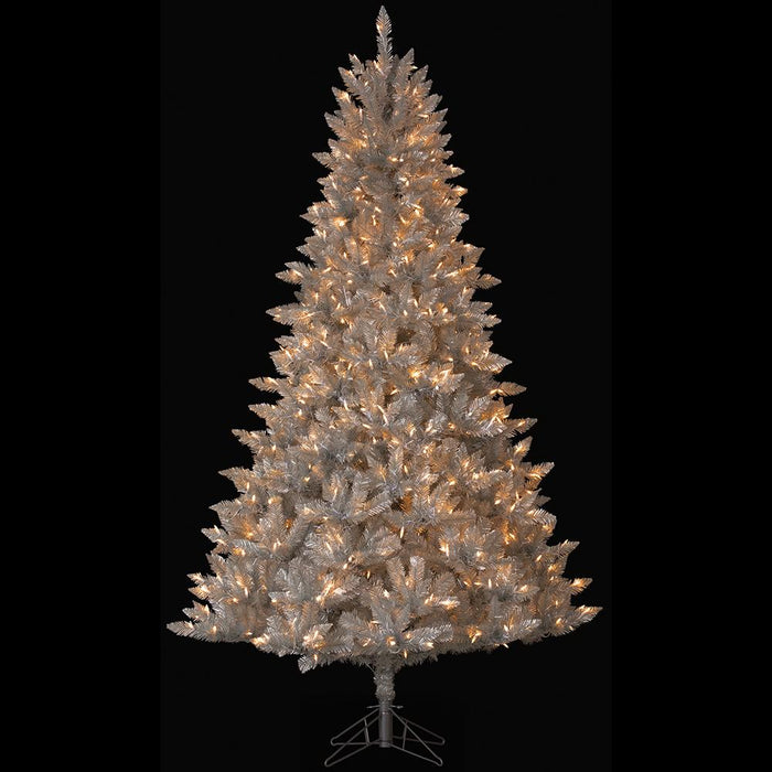 7'6"Hx54"W Tinsel Artificial Christmas Tree, LED Pre-Lit -Silver/Champagne - YTTN76-CN/LD