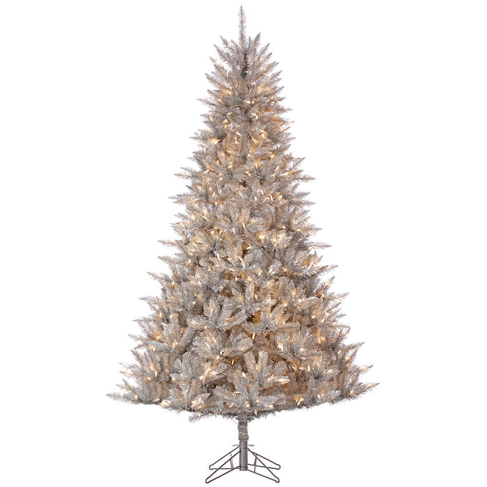 7'6"Hx54"W Tinsel Artificial Christmas Tree, LED Pre-Lit -Silver/Champagne - YTTN76-CN/LD