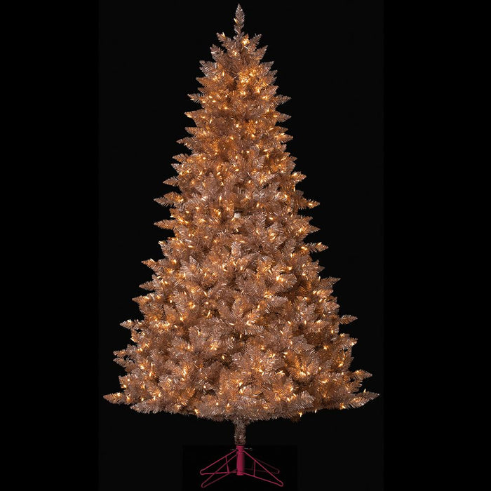 7'6"Hx54"W Tinsel Artificial Christmas Tree, LED Pre-Lit -Rose Gold - YTTN76-RG/LD