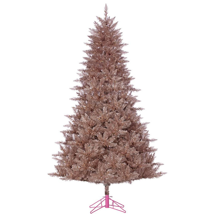7'6"Hx54"W Tinsel Artificial Christmas Tree, LED Pre-Lit -Rose Gold - YTTN76-RG/LD