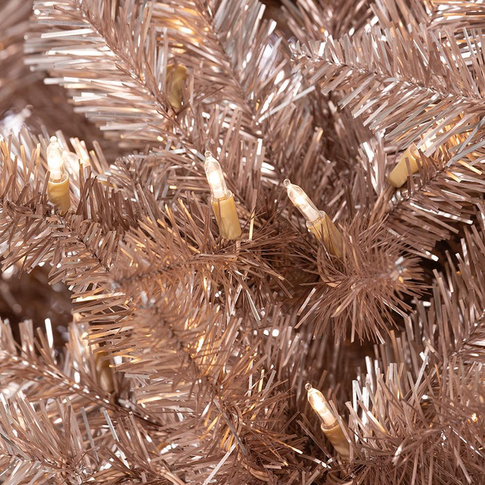 7'6"Hx54"W Tinsel Artificial Christmas Tree, LED Pre-Lit -Rose Gold - YTTN76-RG/LD