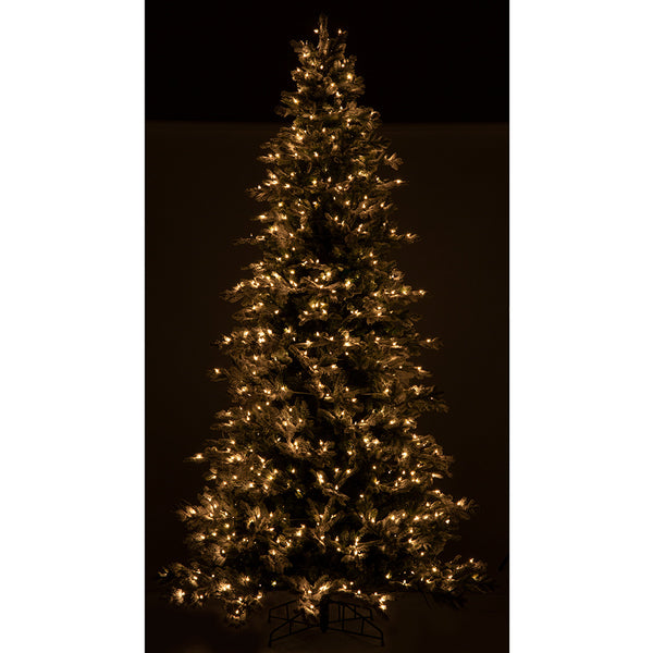 9'6"Hx63"W Snowed Norway Slim Pine Lighted Artificial Christmas Tree w/Stand -Snow - YTW339-SN