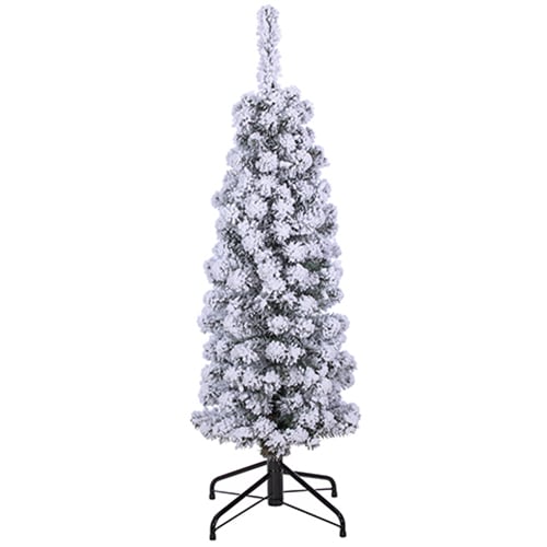 4'Hx15"W Flocked Tower Artificial Christmas Tree w/Stand -Snow - YTW404-SN