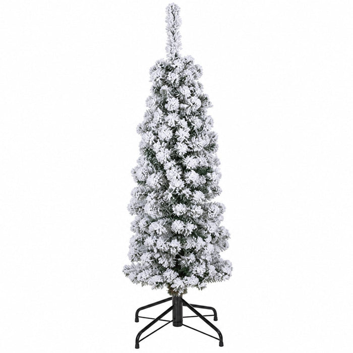 4'Hx15"W Flocked Tower Artificial Christmas Tree, Unlit -Snow - YTW404-SN