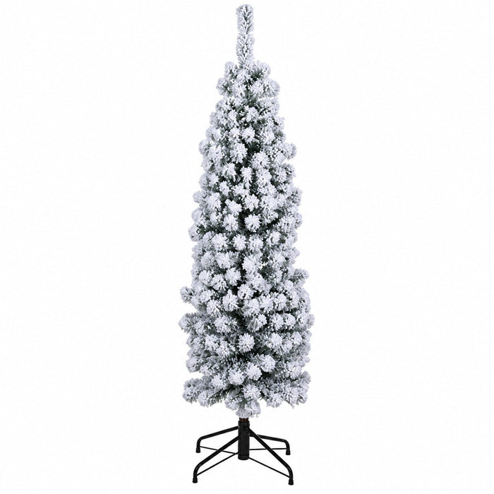 5'Hx16"W Flocked Tower Artificial Christmas Tree, Unlit -Snow - YTW405-SN