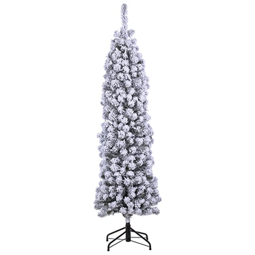 6'Hx19"W Flocked Tower Artificial Christmas Tree w/Stand -Snow - YTW406-SN