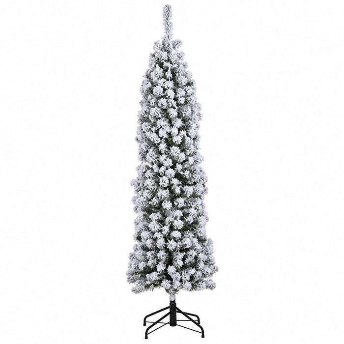 6'Hx19"W Flocked Tower Artificial Christmas Tree, Unlit -Snow - YTW406-SN