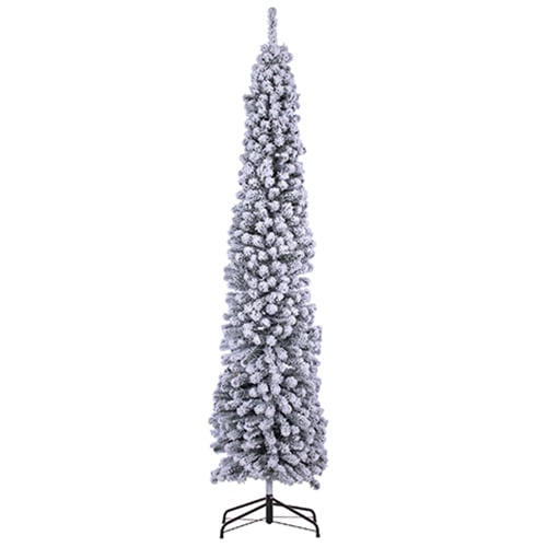 9'Hx25"W Flocked Tower Artificial Christmas Tree w/Stand -Snow - YTW409-SN