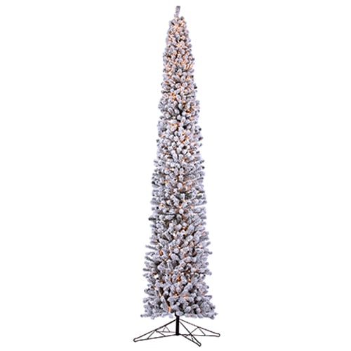 12'Hx33"W Flocked Tower Lighted Artificial Christmas Tree w/Stand -Snow - YTW422-SN