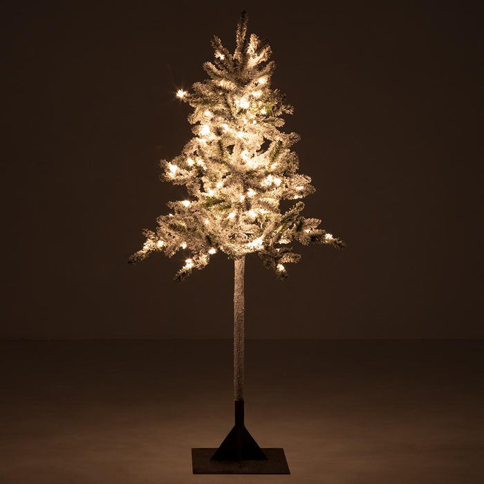 6'Hx37"W Flocked Pine Artificial Tree, Pre-Lit -Green - YTZ506-WH