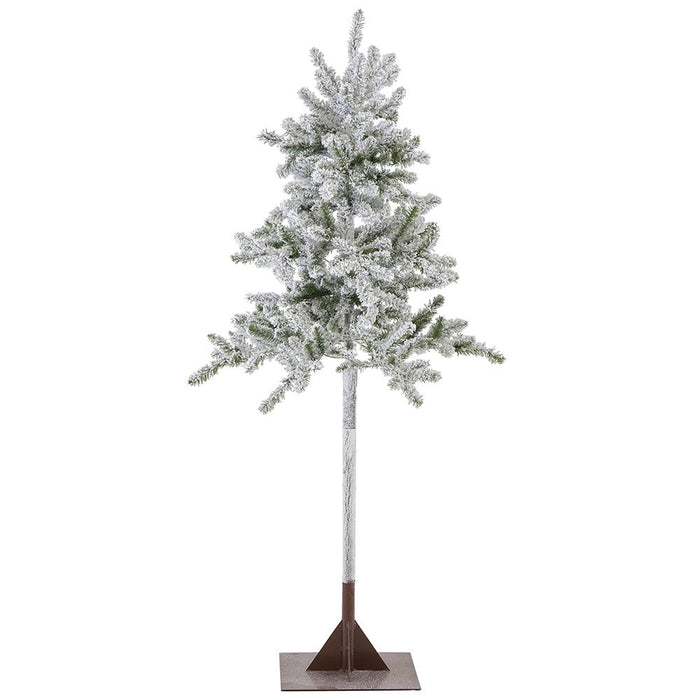 6'Hx37"W Flocked Pine Artificial Tree, Pre-Lit -Green - YTZ506-WH