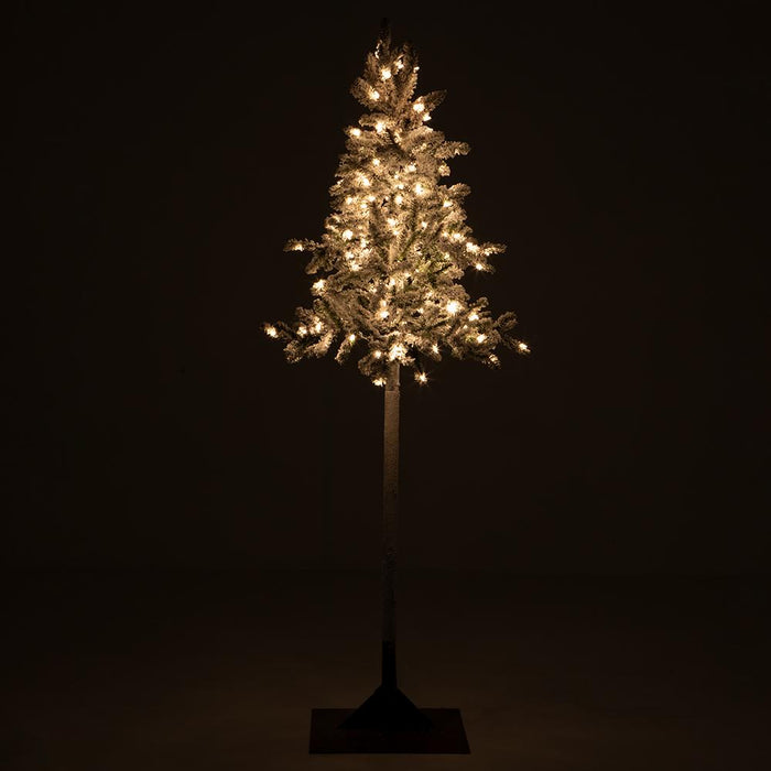 8'Hx41"W Flocked Pine Artificial Tree, Pre-Lit -Green - YTZ508-WH