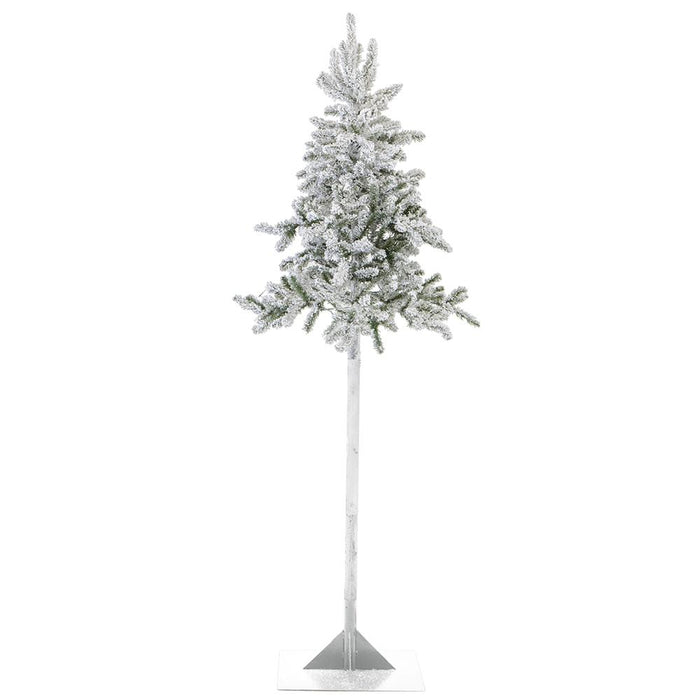 8'Hx41"W Flocked Pine Artificial Tree, Pre-Lit -Green - YTZ508-WH