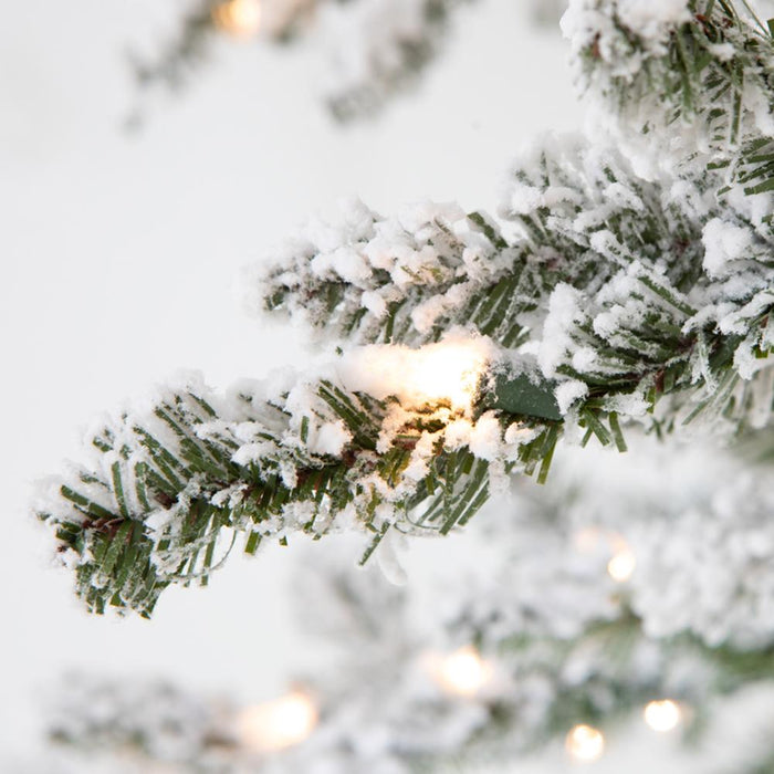 10'Hx45"W Flocked Pine Artificial Tree, Pre-Lit -Green - YTZ510-WH