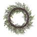 24" Flocked Artificial Pinecone & Pine Wreath -White/Green - YW0317-WH/GR