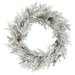 24" Flocked Artificial Pinecone & Pine Wreath -White/Green - YW0317-WH/GR
