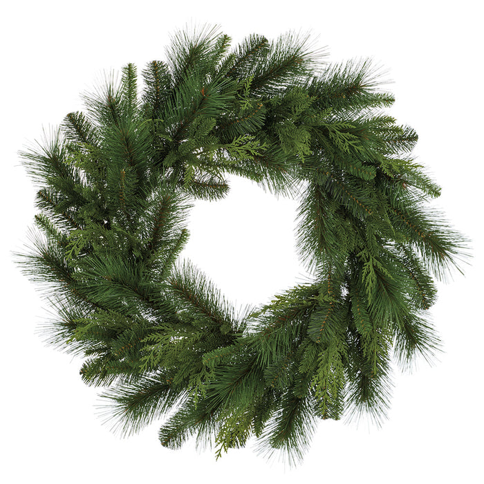 30" Artificial Mixed Pine Wreath -Green - YW0583-GR