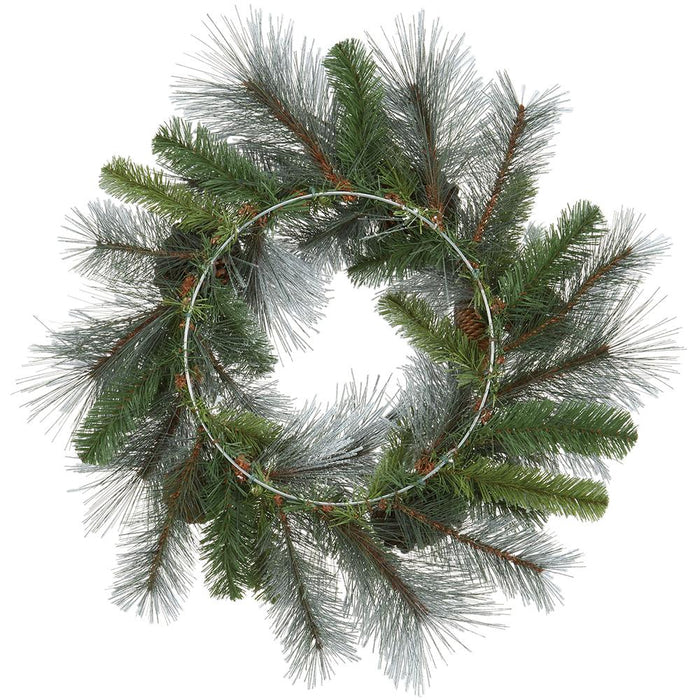 20" Flocked Artificial Pinecone & Mixed Pine Wreath -White/Green (Pack of 2) - YW0772-WH/GR
