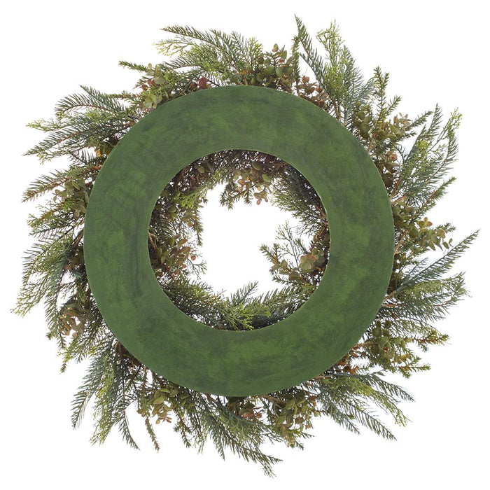 24" Artificial Mixed Cedar & Pine Wreath -Green - YW1000-GR