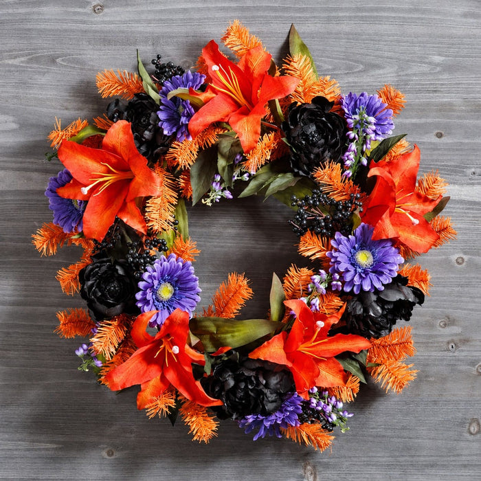 24" Artificial Pine Work Wreath -Orange (Pack of 12) - YW2024-OR