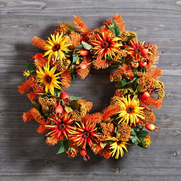 24" Artificial Pine Work Wreath -Orange (Pack of 12) - YW2024-OR