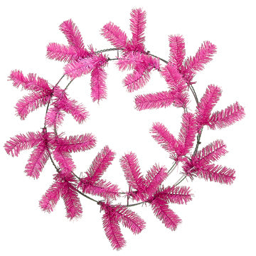 24" Artificial Pine Work Hanging Wreath -Hot Pink (pack of 12) - YW2024-PK/HT