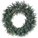 24" PE Artificial New England Pine & Pinecone Hanging Wreath -Green (pack of 2) - YW3024-GR