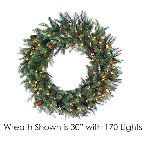 36" PE New England Lighted Artificial Hanging Wreath -Green - YW3136-GR