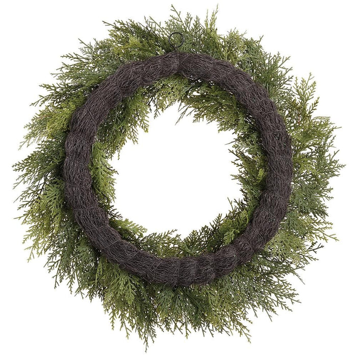 30" PE Soft-Touch Cedar Artificial Wreath -Green (Pack of 4) - YWC004-GR/TT