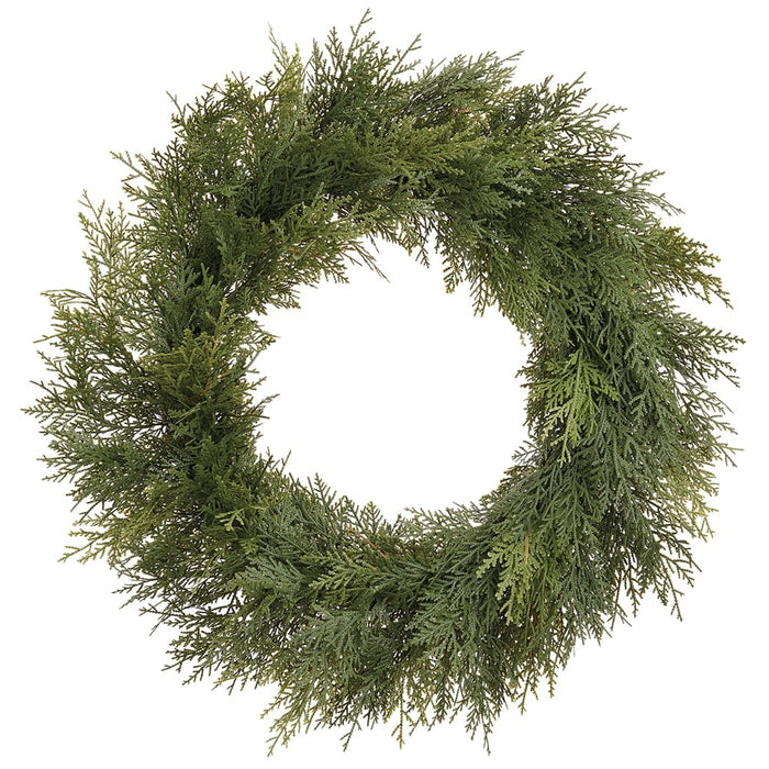 30" PE Soft-Touch Cedar Artificial Wreath -Green (Pack of 4) - YWC004-GR/TT