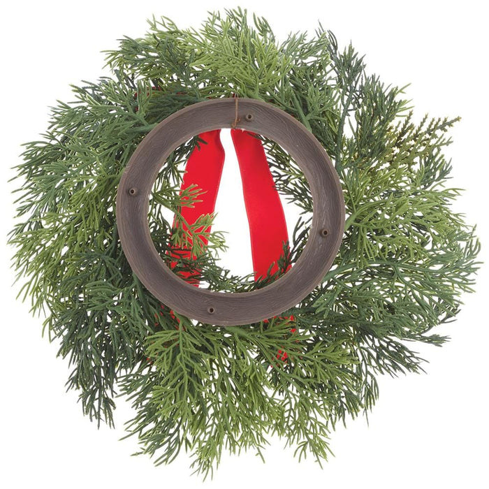 12" PE Soft-Touch Cedar Artificial Mini Wreath -2 Tone Green (Pack of 6) - YWC009-GR/TT