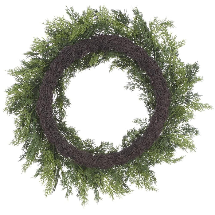 24" PE Soft-Touch Cedar Artificial Wreath -2 Tone Green - YWC010-GR/TT