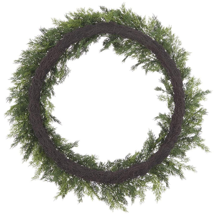 30" PE Soft-Touch Cedar Artificial Wreath -2 Tone Green - YWC012-GR/TT