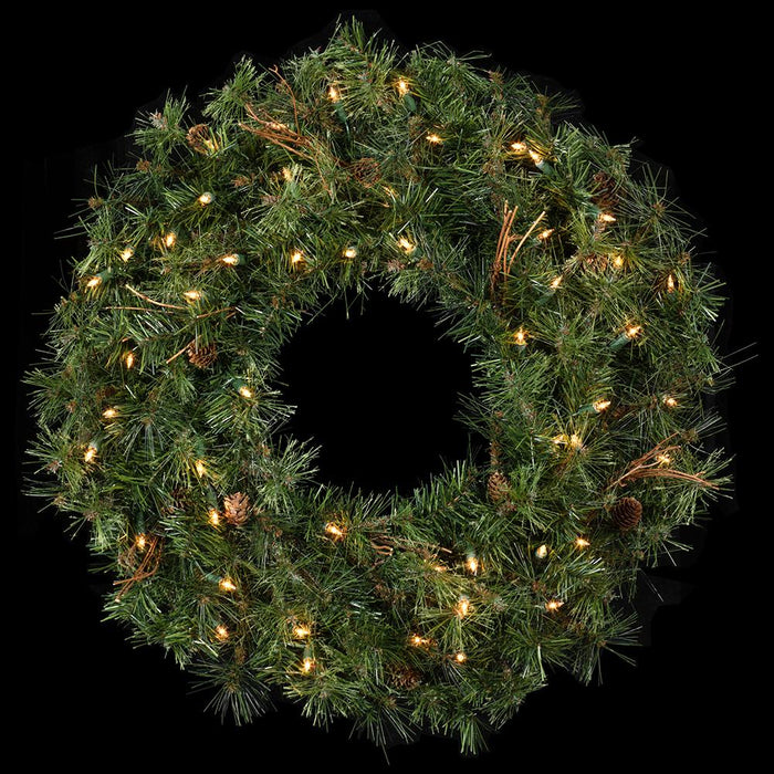 30" Artificial Mixed Country Pine Wreath, Pre-Lit (Smart) -Green (Pack of 4) - YWC030-GR