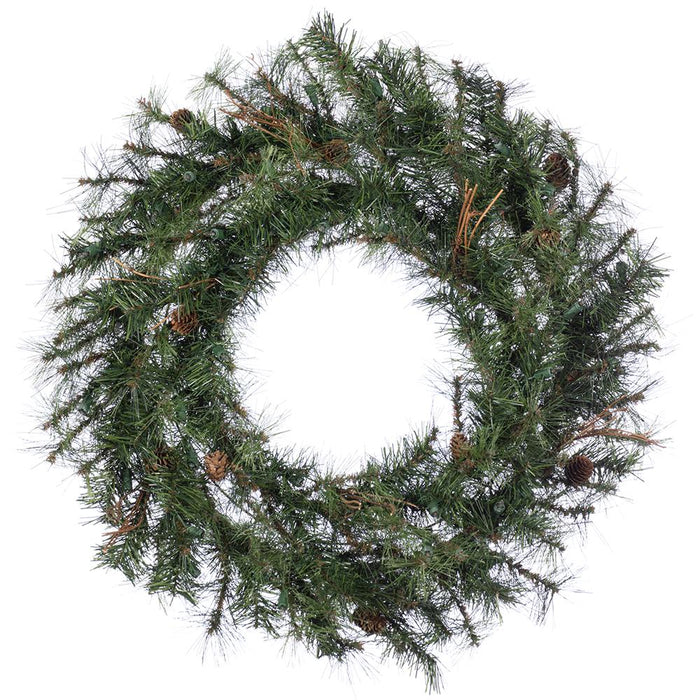 30" Artificial Mixed Country Pine Wreath, Pre-Lit (Smart) -Green (Pack of 4) - YWC030-GR